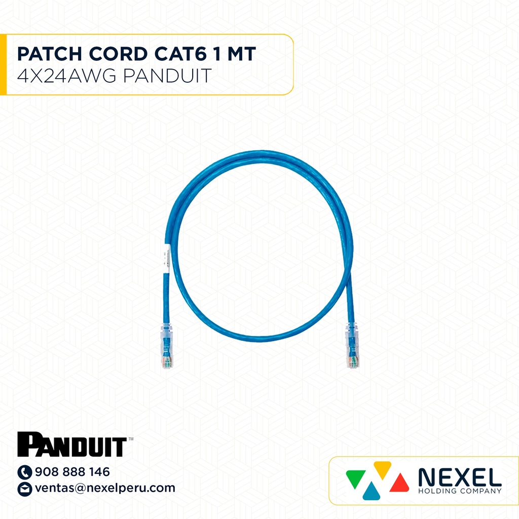 OUT- PATCH CORD CAT6 4X24AWG X1MT PANDUIT