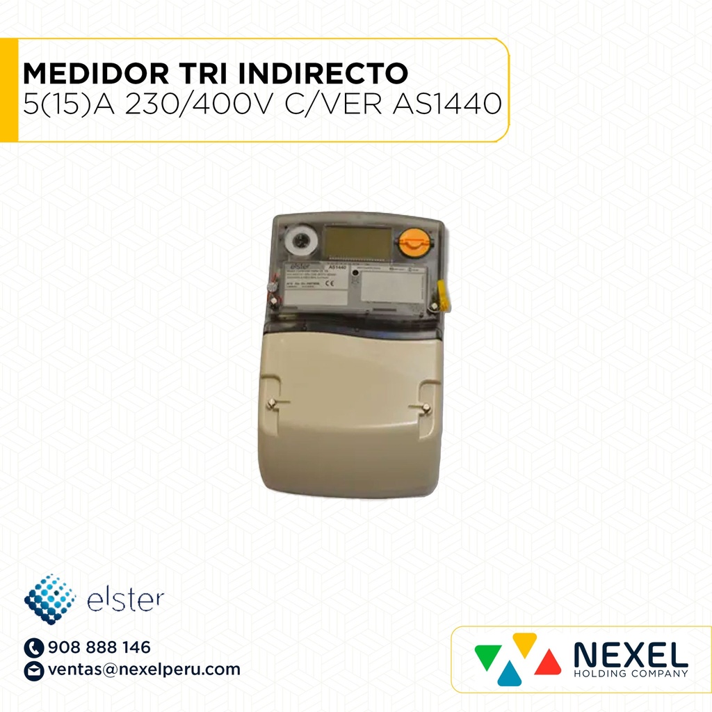 MEDIDOR TRIFÁSICO ELSTER INDIRECTO 5(15)A 230/400V C/VER AS1440 (OULET) ELSTER