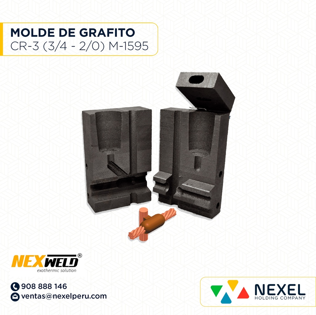MOLDE VARILLA CABLE SOBREPUESTA - T (CR-3) (3/4 - 2/0AWG) T/ M-1595 C/ GYE-182G CART. #115 NEXWELD