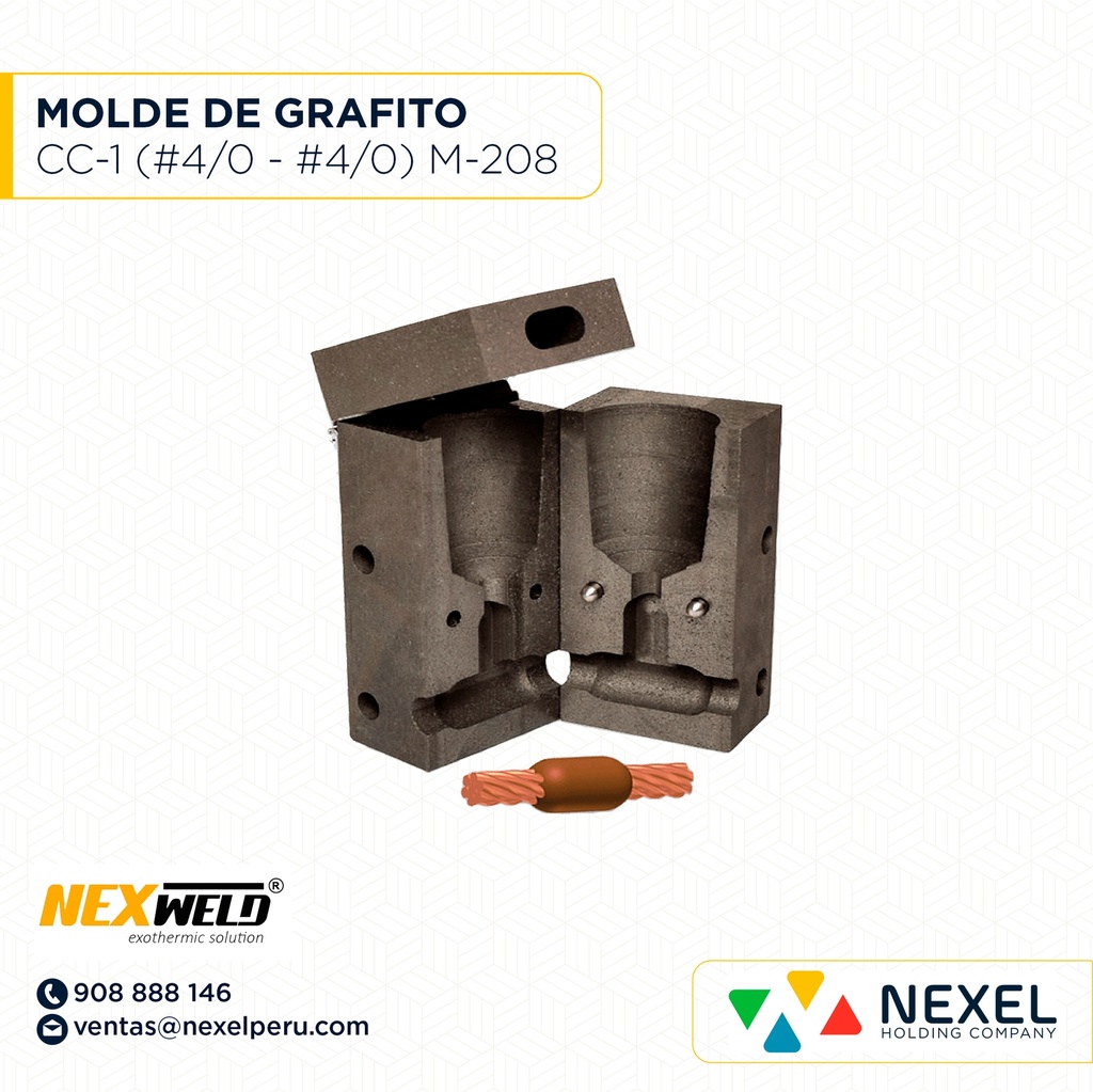 MOLDE EMPALME HORIZ. (CC-1) (#4/0 - #4/0) M-208 / SSC-2Q CART. 90 NEXWELD