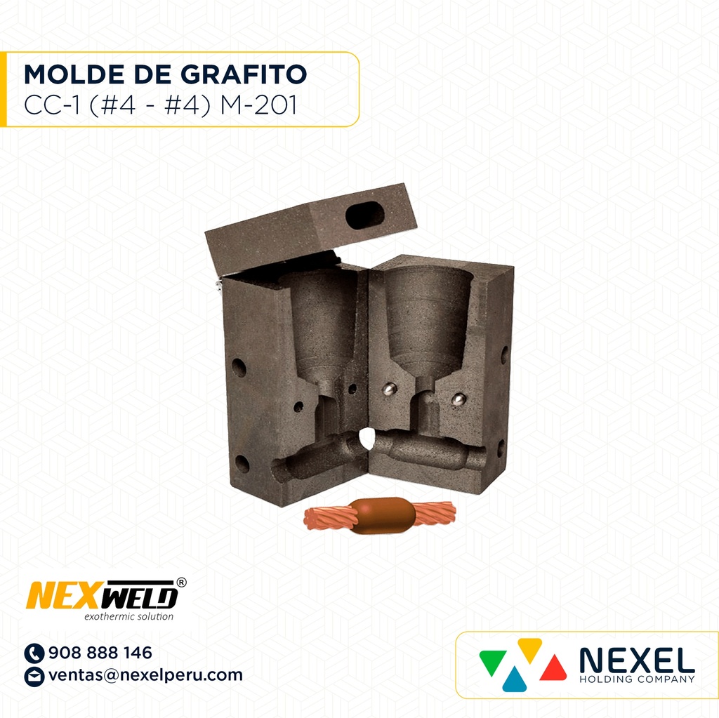 MOLDE EMPALME HORIZ. (CC-1) (#4 - #4) M-201 / SST-1L CART. 25 NEXWELD