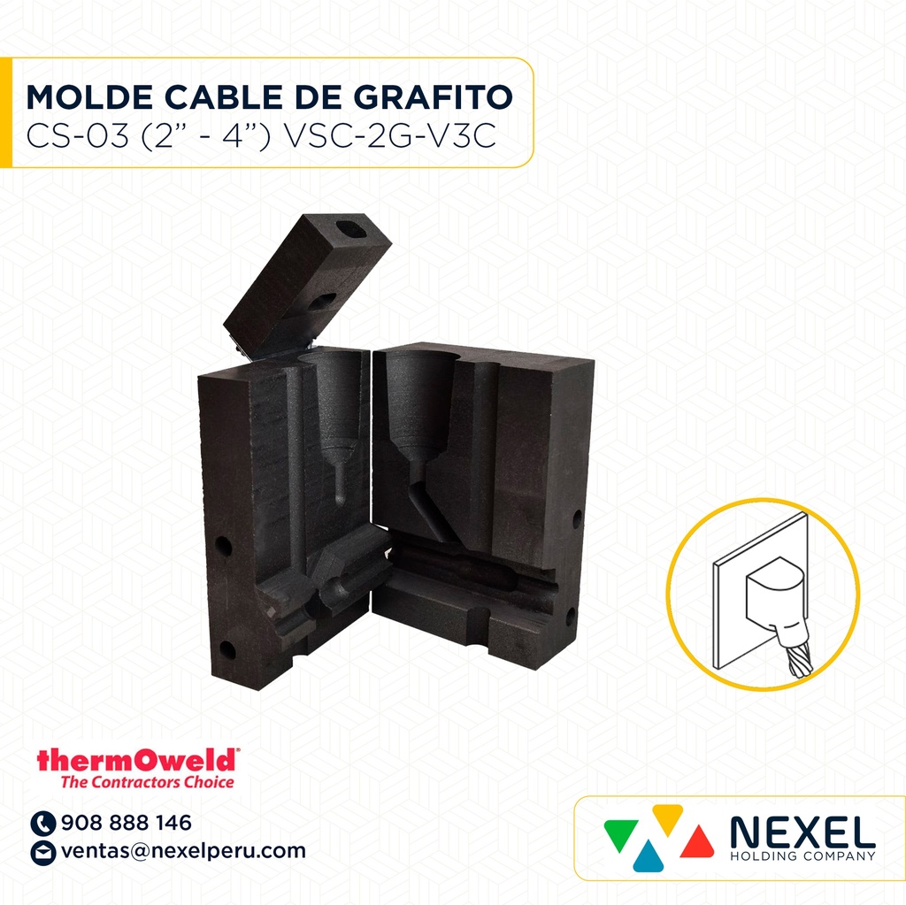MOLDE CABLE A ESTRUCTURA - TUBO REDONDO CS-03 45° 2/0 - (2" - 4") M-8833 VSC-2G-V3C #90 THERMOWELD