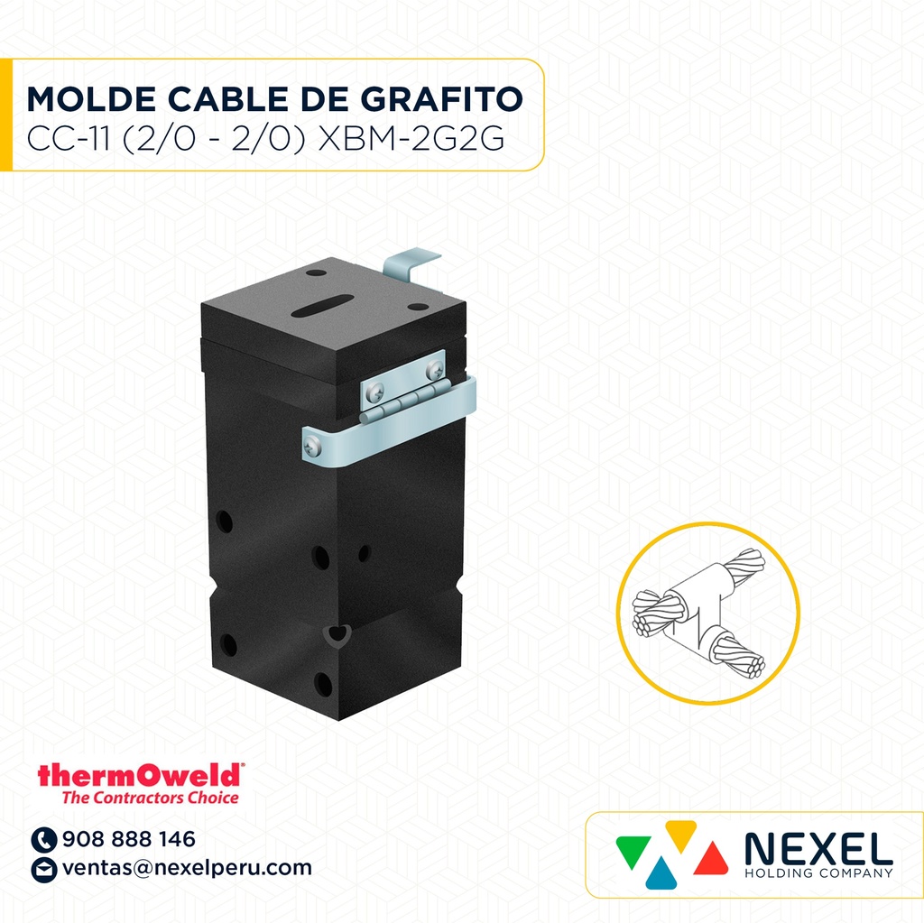 MOLDE CRUZ SOBREPUESTA CC-11 (XB) (2/0-2/0 AWG) T/ M-2698 C/ XBQ-2G2G #200 THERMOWELD