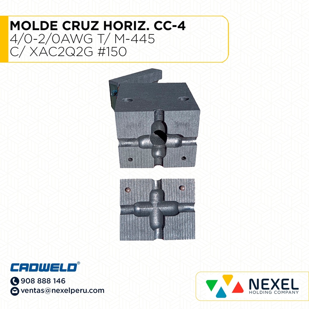 MOLDE CRUZ HORIZ. (CC-4) (4/0-2/0AWG) T/ M-445 C/ XAC2Q2G #150 CADWELD (OXIDO DE ALAMBRE)