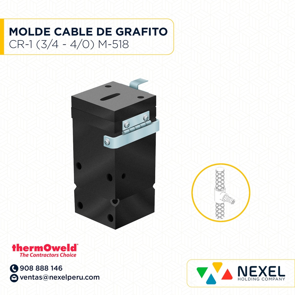 MOLDE VARILLA CABLE - L (CR-1) (3/4-4/0AWG) T/ M-518 C/ GRC-182Q #90 THERMOWELD