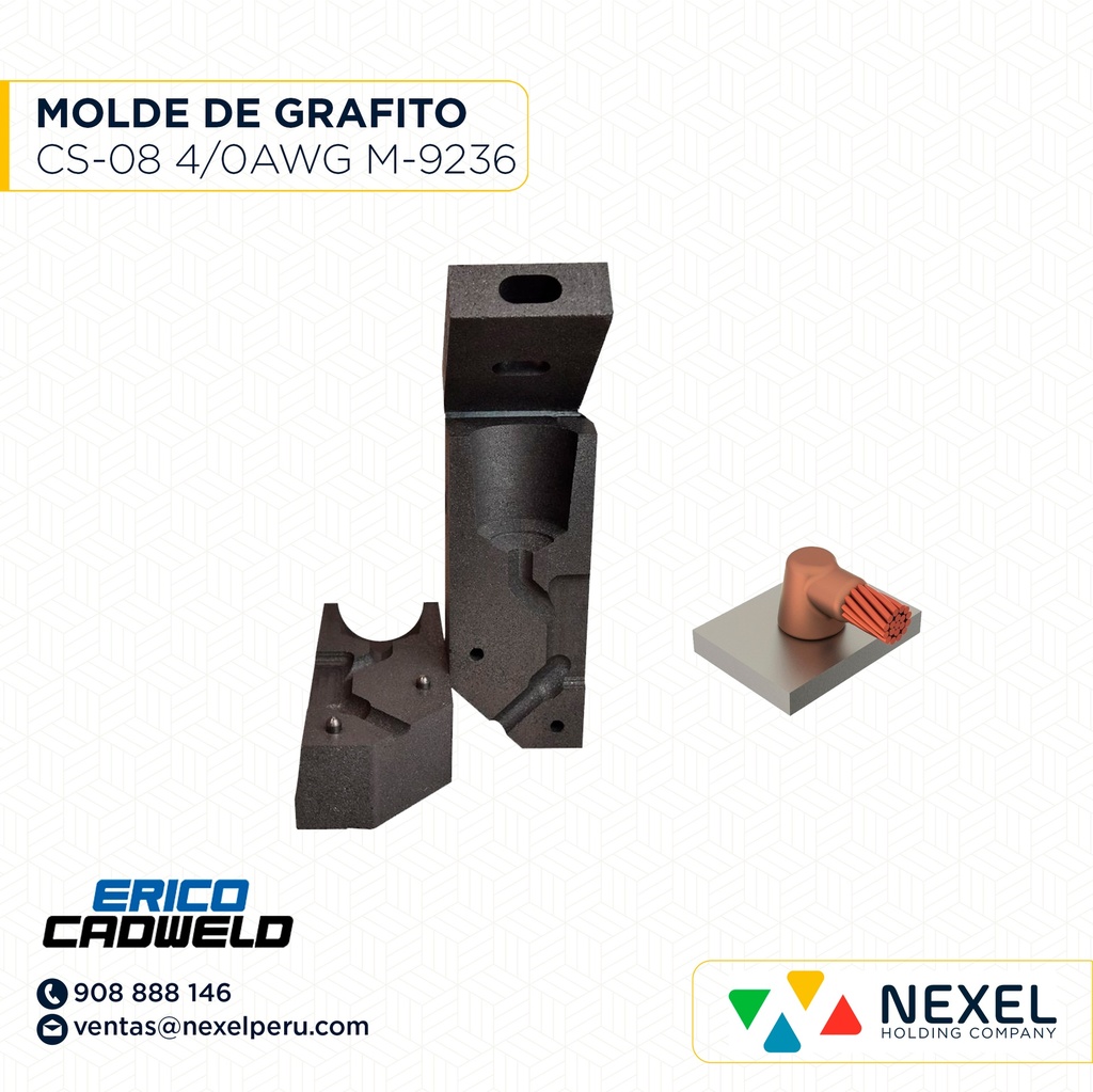 MOLDE CABLE A TUB. METALICA (CS-8) (4/0AWG - TUBO 3" A 4") T/ M-9236 C/ HAH2Q350C #115 CADWELD - B