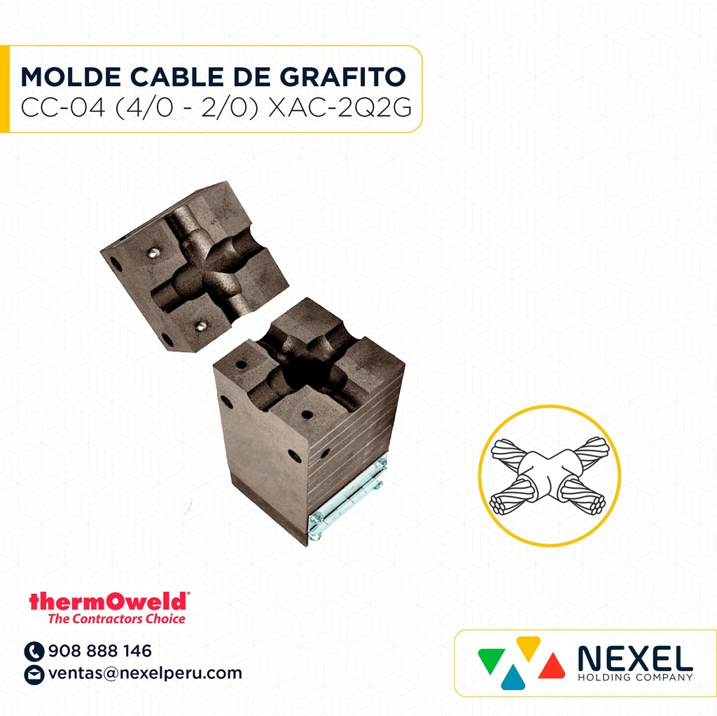 MOLDE CRUZ HORIZ. (CC-4) (4/0-2/0AWG) T/ M-445 C/ XAC-2Q2G #150 THERMOWELD