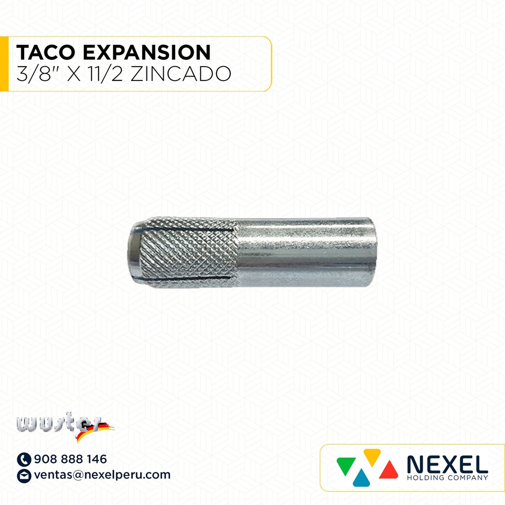 TACO EXPANSION 3/8" X 11/2 ZINCADO WUSTER WUSTER