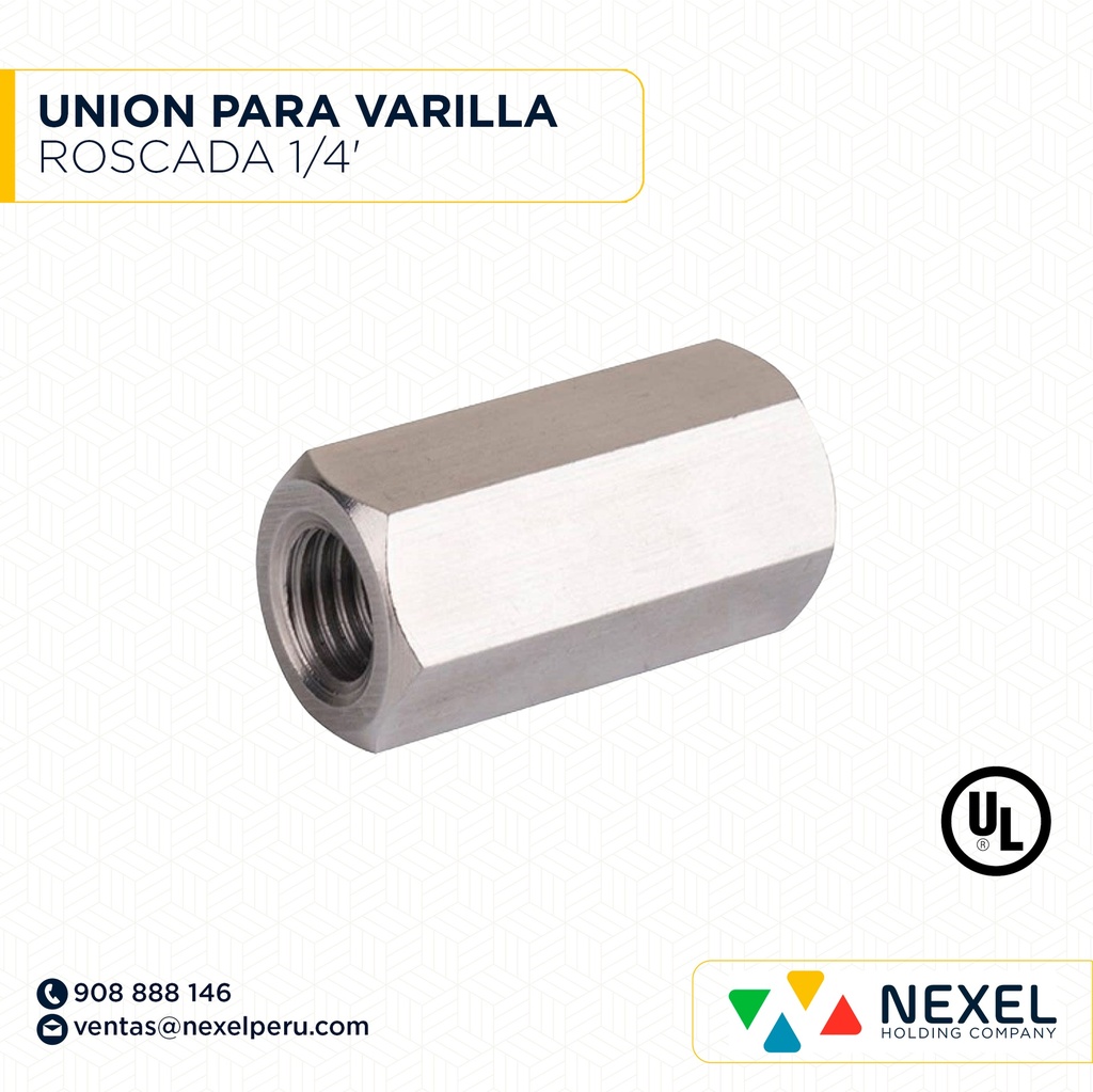 UNION PARA BARILLA ROSCADA 1/4' STANDARD