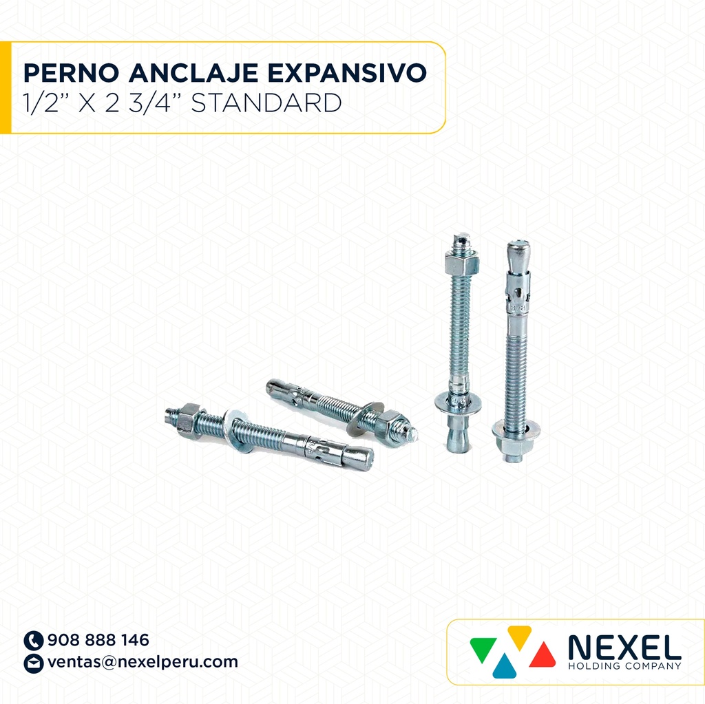 PERNO DE ANCLAJE EXPANSIVO 1/2' X 3 3/4' STANDARD