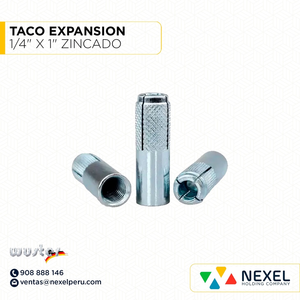 TACO EXPANSION 1/4" X 1" ZINCADO WUSTER