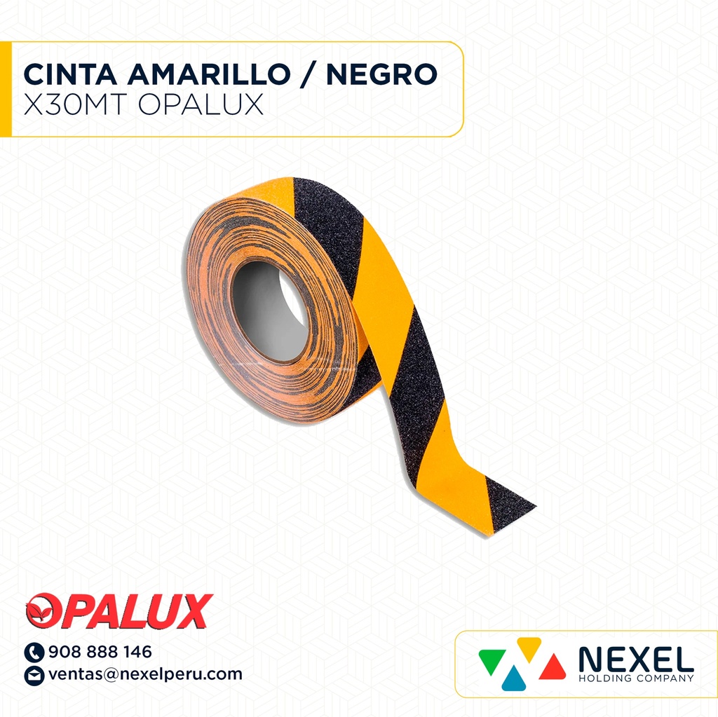 CINTA AMARILLO / NEGRO X30MT OPALUX