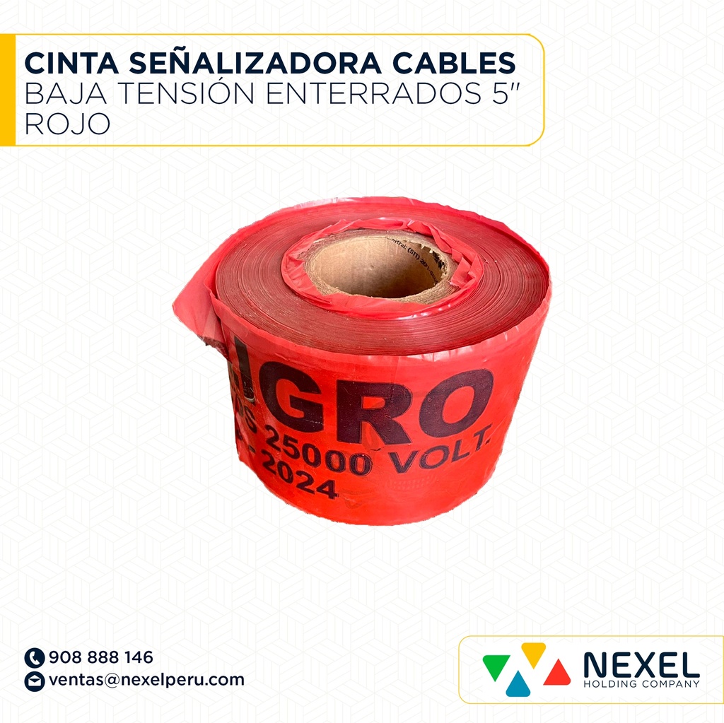 CINTA SEÑALIZADORA CABLES BAJA TENSIÓN ENTERRADOS 5" ROJO STANDARD