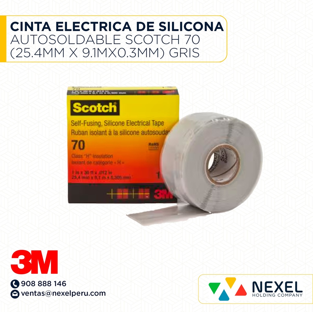 CINTA ELECTRICA DE SILICONA AUTOSOLDABLE SCOTCH 70 (25.4MM X 9.1MX0.3MM) GRIS 3M