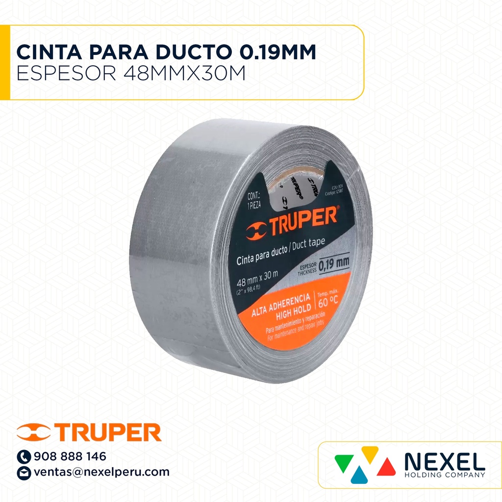 CINTA PARA DUCTO 0.19MM ESPESOR 48MMX30M TRUPER