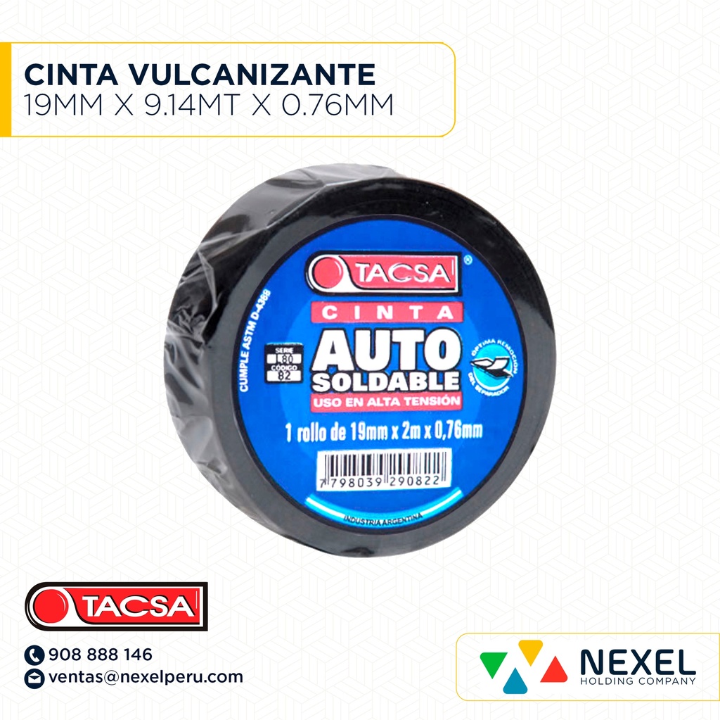 CINTA VULCANIZANTE 19MM X 9.14MT X 0.76MM TACSA