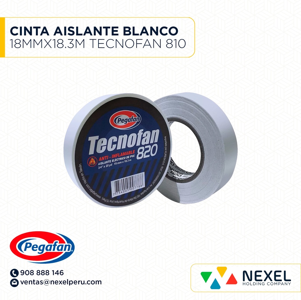 CINTA AISLANTE BLANCO 18MMX18.3M TECNOFAN 810 PEGAFAN