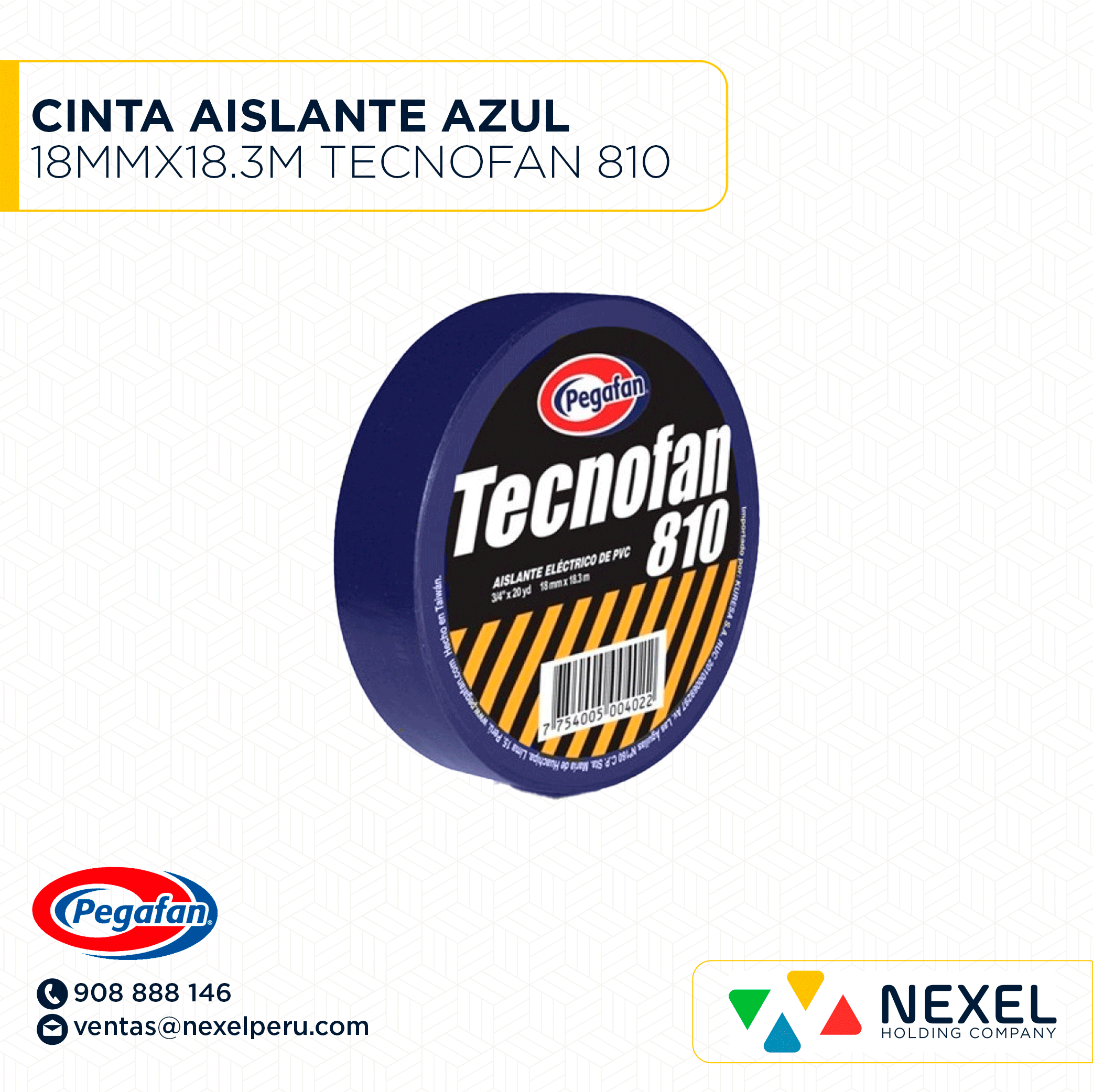 CINTA AISLANTE AZUL 18MMX18.3M TECNOFAN 810 PEGAFAN