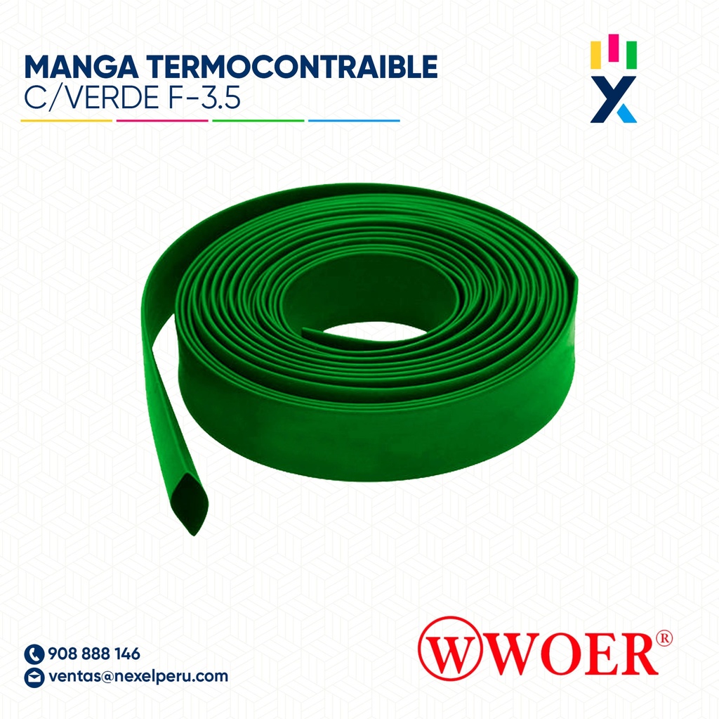 MANGA TERMOCONTRAIBLE C/VERDE F-3.5 WOER