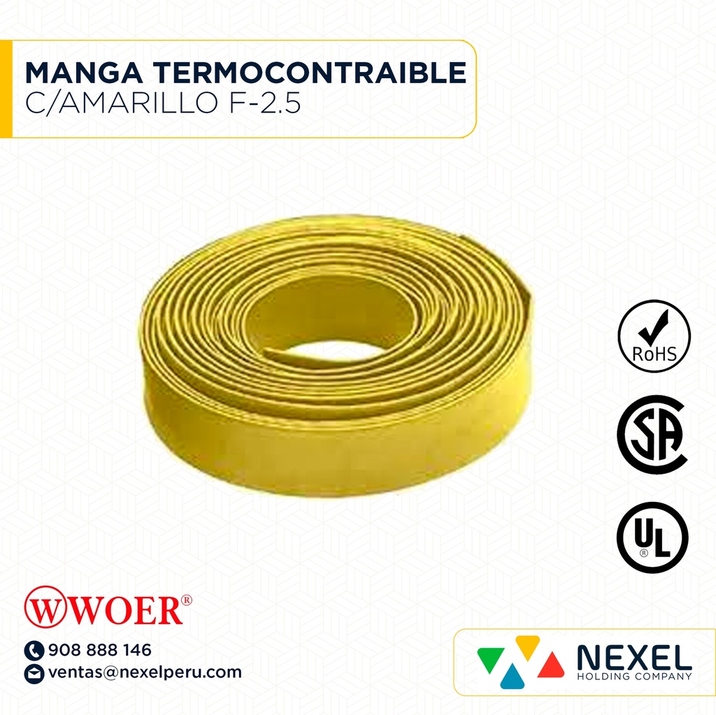 MANGA TERMOCONTRAIBLE C/AMARILLO F-2.5 WOER
