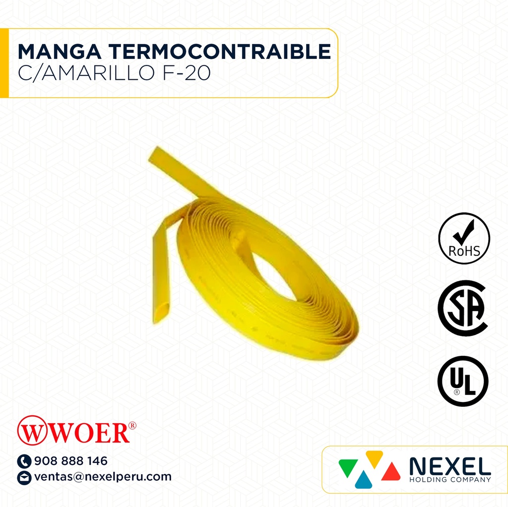 MANGA TERMOCONTRAIBLE C/AMARILLO F-20 WOER