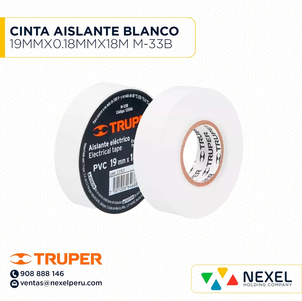 CINTA AISLANTE BLANCO 19MMX0.18MMX18M M-33B TRUPER