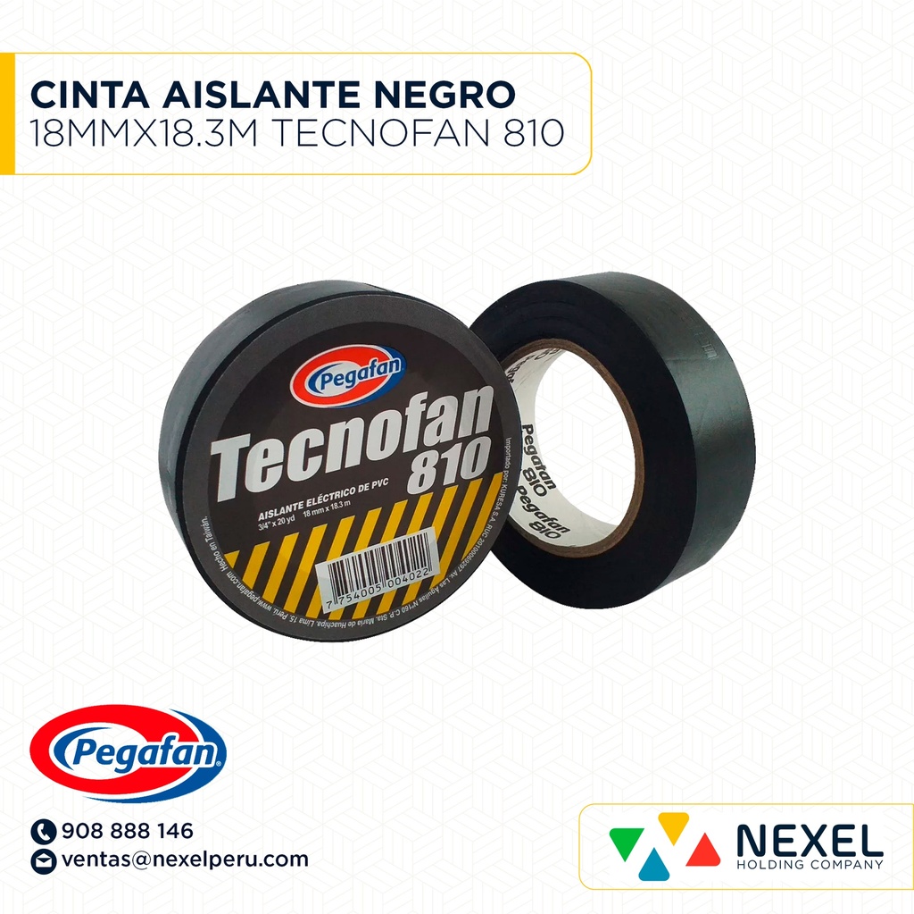 CINTA AISLANTE NEGRO 18MMX18.3M TECNOFAN 810 PEGAFAN