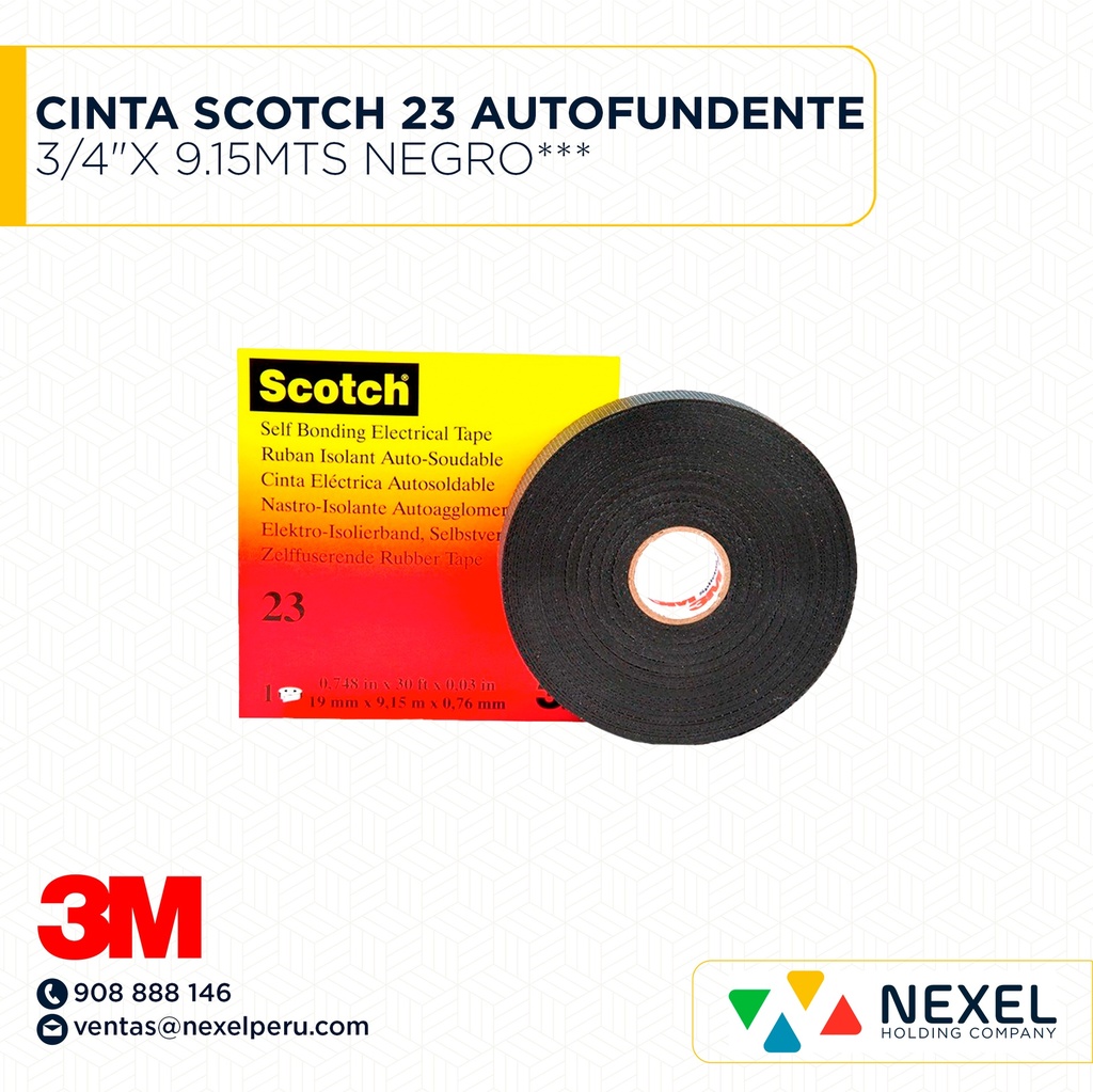 CINTA SCOTCH 23 AUTOFUNDENTE 3/4"X 9.15MTS NEGRO*** 3M