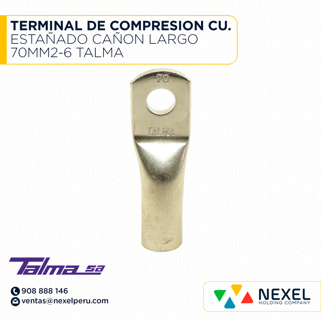 TERMINAL DE COMPRESION CU. ESTAÑADO CAÑON LARGO 70MM2-6 TALMA