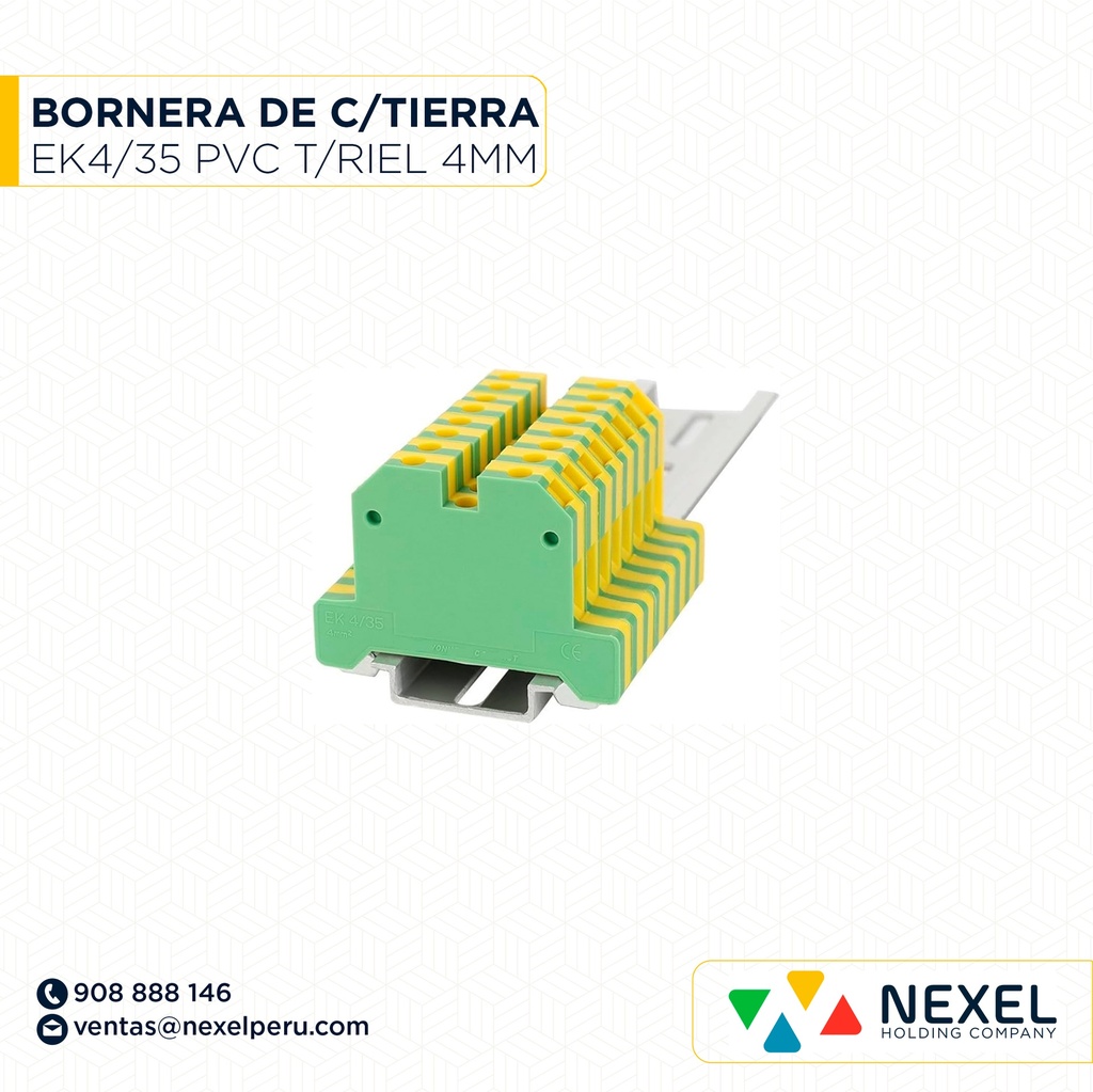 BORNERA DE CONEXION A TIERRA EK4/35 PVC T/RIEL 4MM2 STANDARD