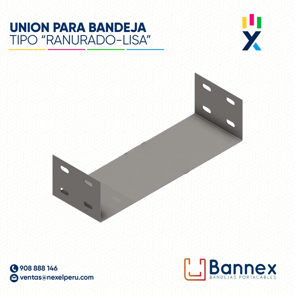 UNION P/ BANDEJA RANURADO - LISA 200X100MM BANNEX