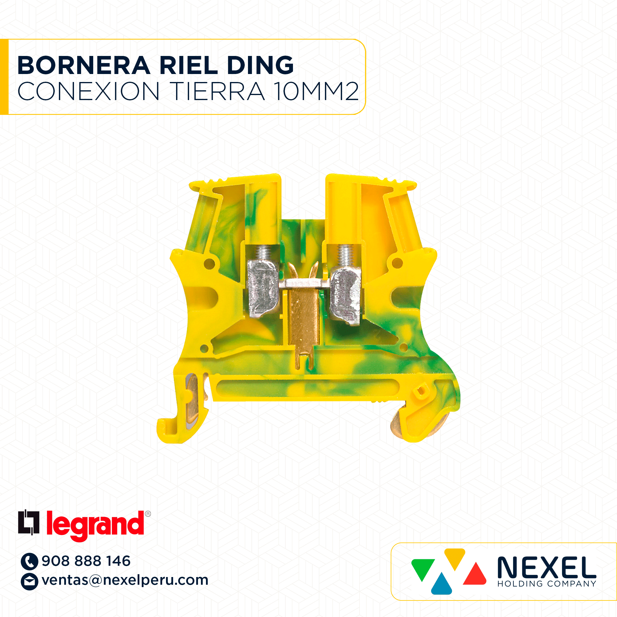 BORNERA RIEL DING CONEXION TIERRA 10MM2 VIKING 3 AMA/VER 7173 LEGRAND