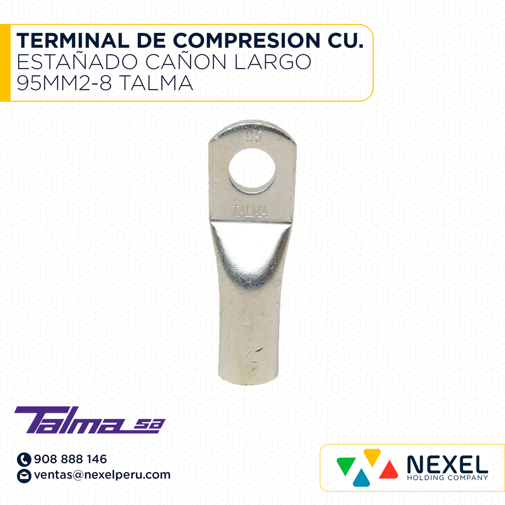 TERMINAL DE COMPRESION CU. ESTAÑADO CAÑON LARGO 95MM2-8 TALMA