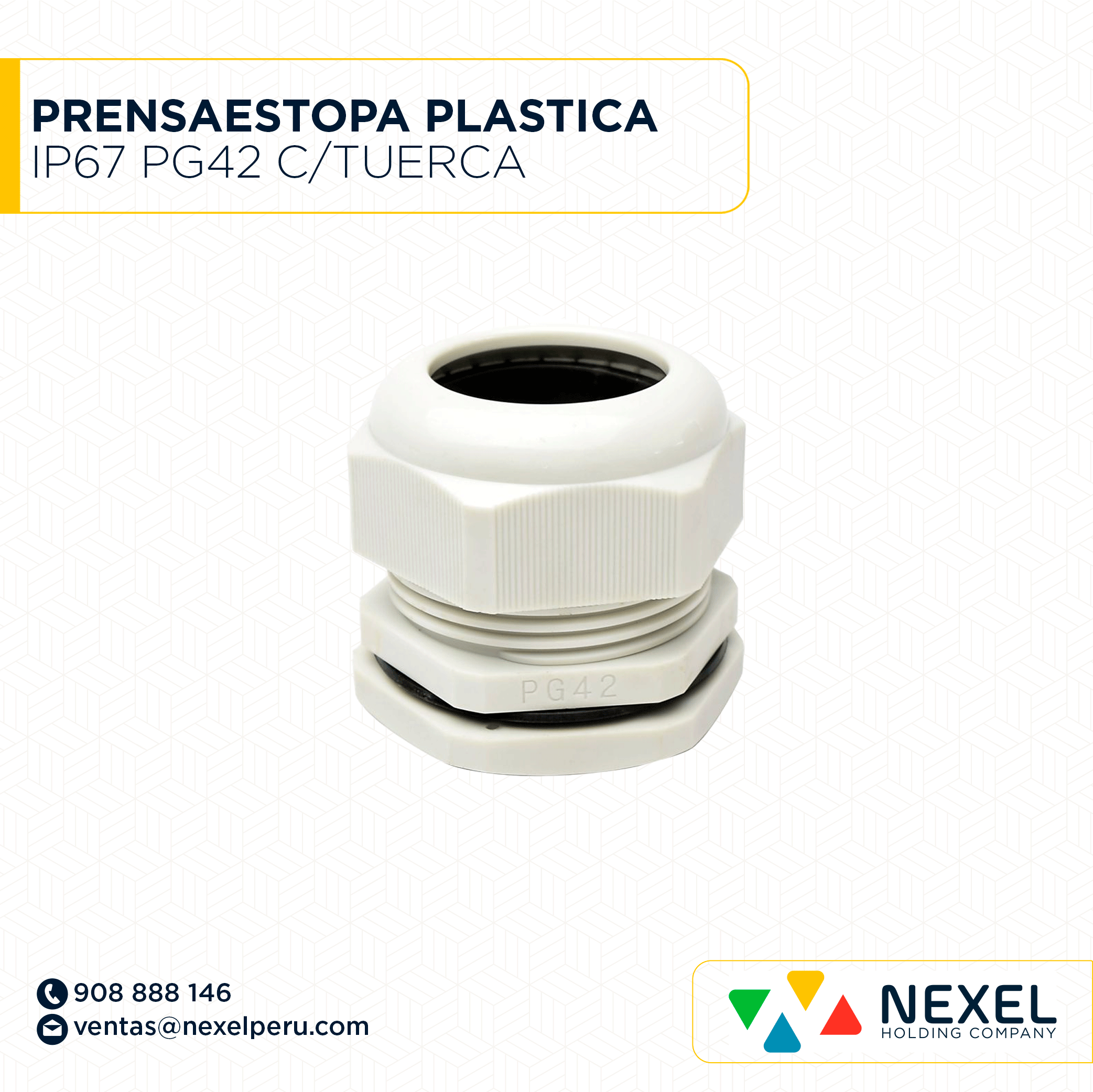 PRENSAESTOPA PLASTICA IP67 PG42 C/TUERCA STANDARD