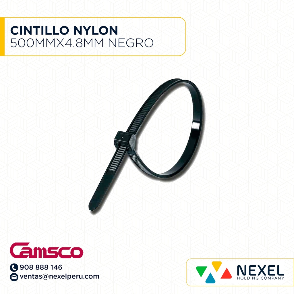 CINTILLO NYLON 500MMX4.8MM NEGRO CAMSCO