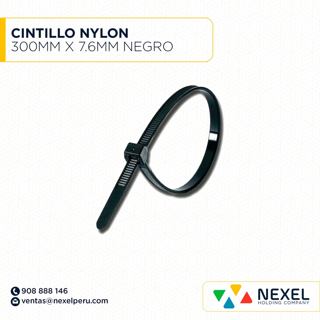 CINTILLO NYLON 300MM X 7.6MM NEGRO STANDARD