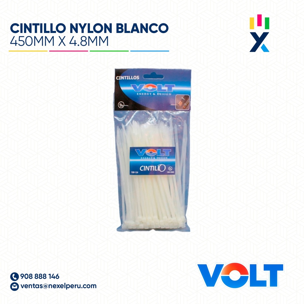 CINTILLO NYLON 450MM X 4.8MM BLANCO VOLT