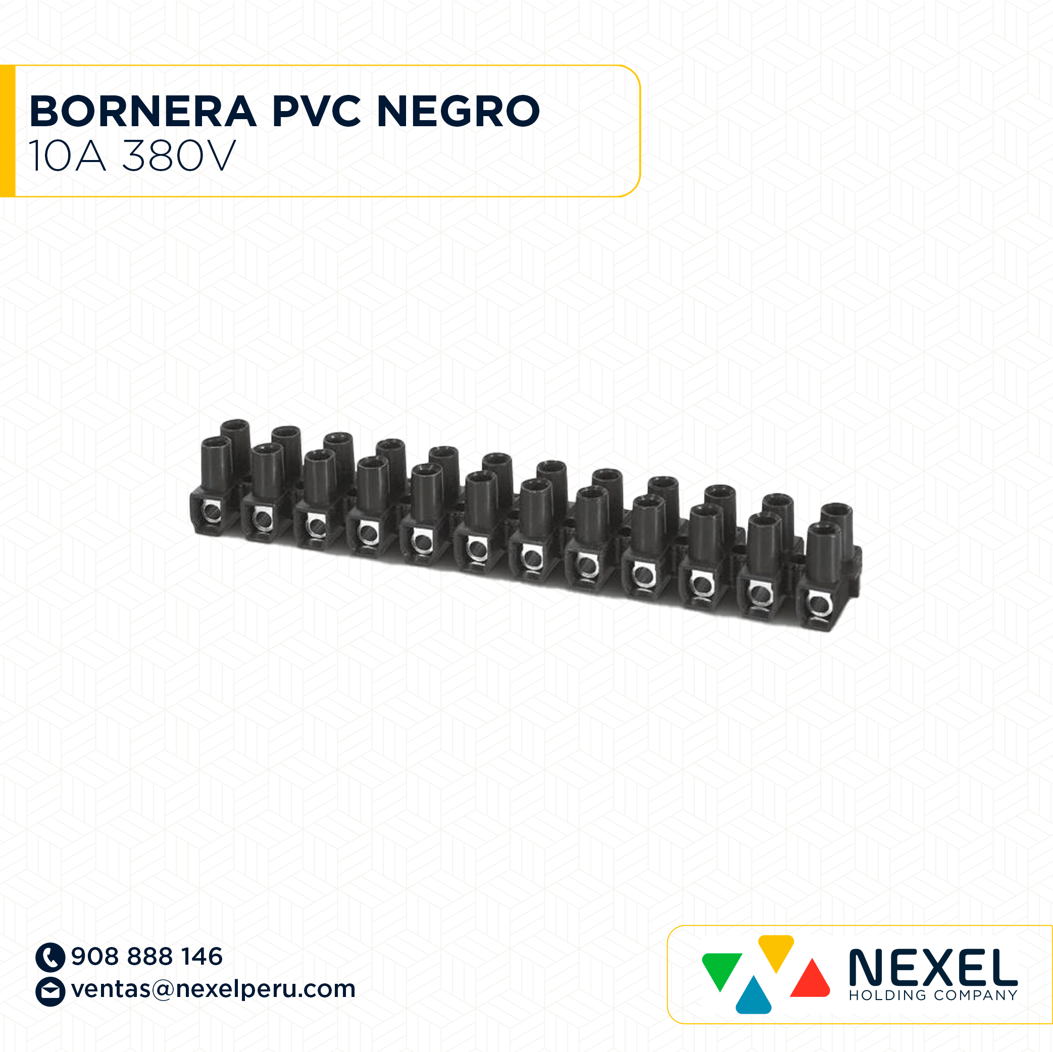 BORNERA PVC 10A 380 V NEGRO STANDARD