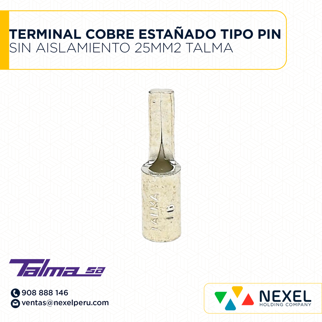 TERMINAL COBRE ESTAÑADO TIPO PIN SIN AISLAMIENTO 25MM2 TALMA