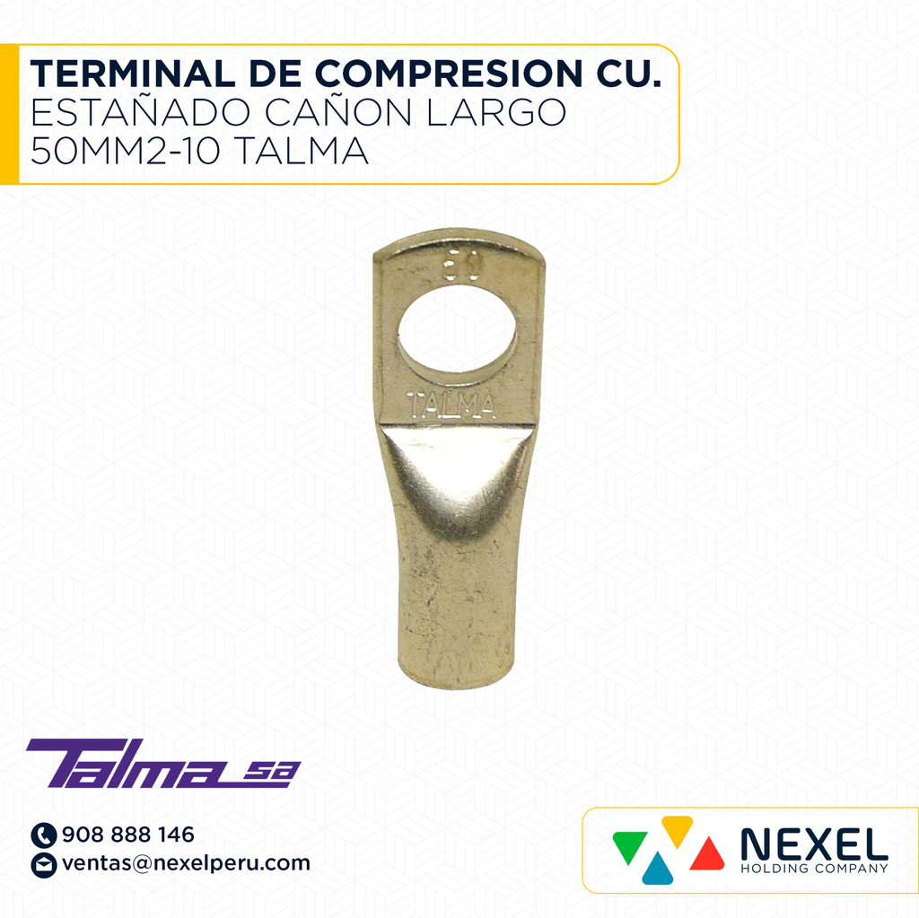 TERMINAL DE COMPRESION CU. ESTAÑADO CAÑON LARGO 50MM2-10 TALMA