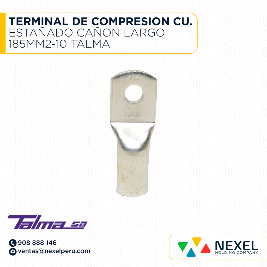 TERMINAL DE COMPRESION CU. ESTAÑADO CAÑON LARGO 185MM2-10 TALMA