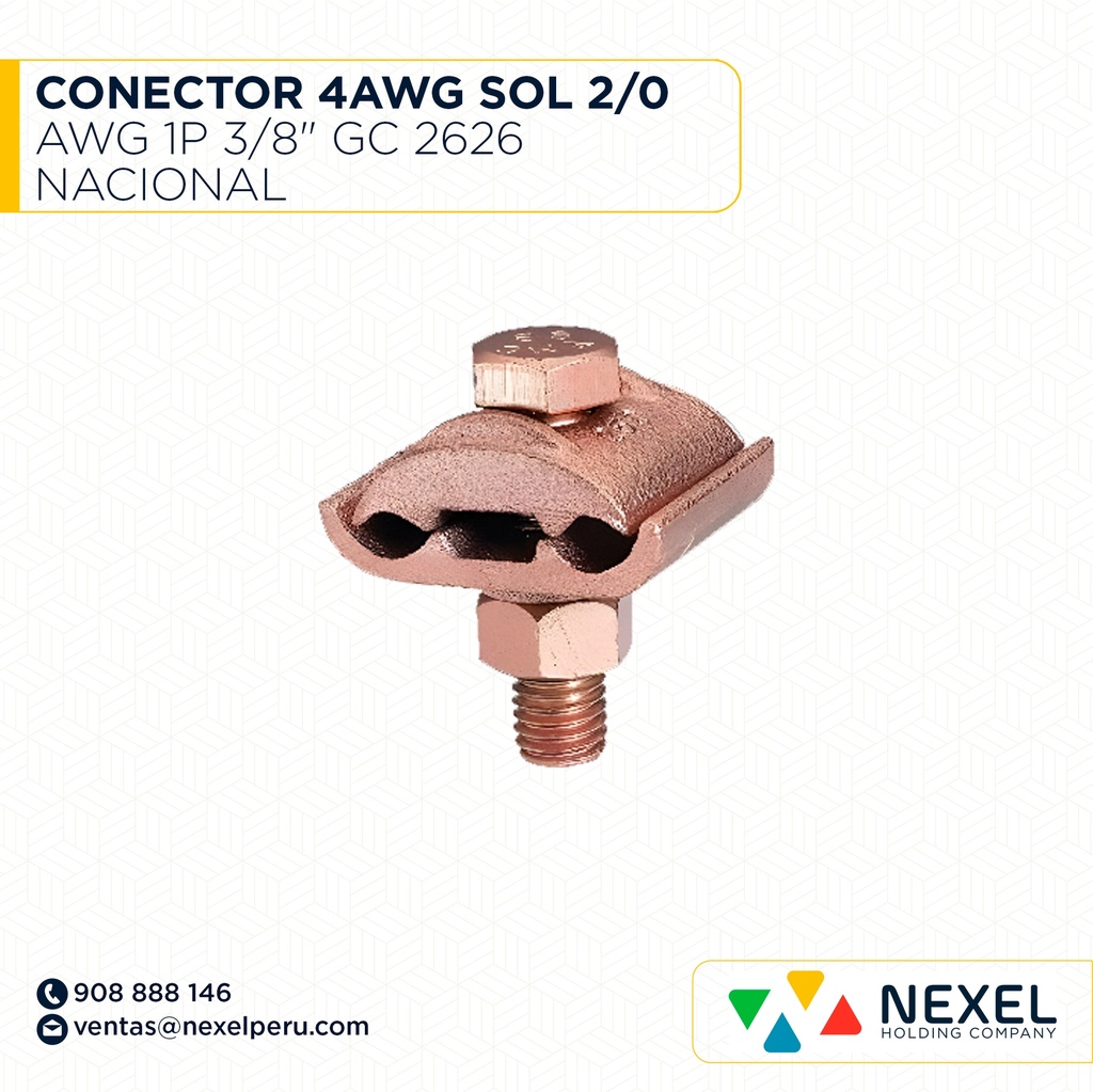CONECTOR 4AWG SOL 2/0 AWG 1P 3/8" GC 2626 NACIONAL