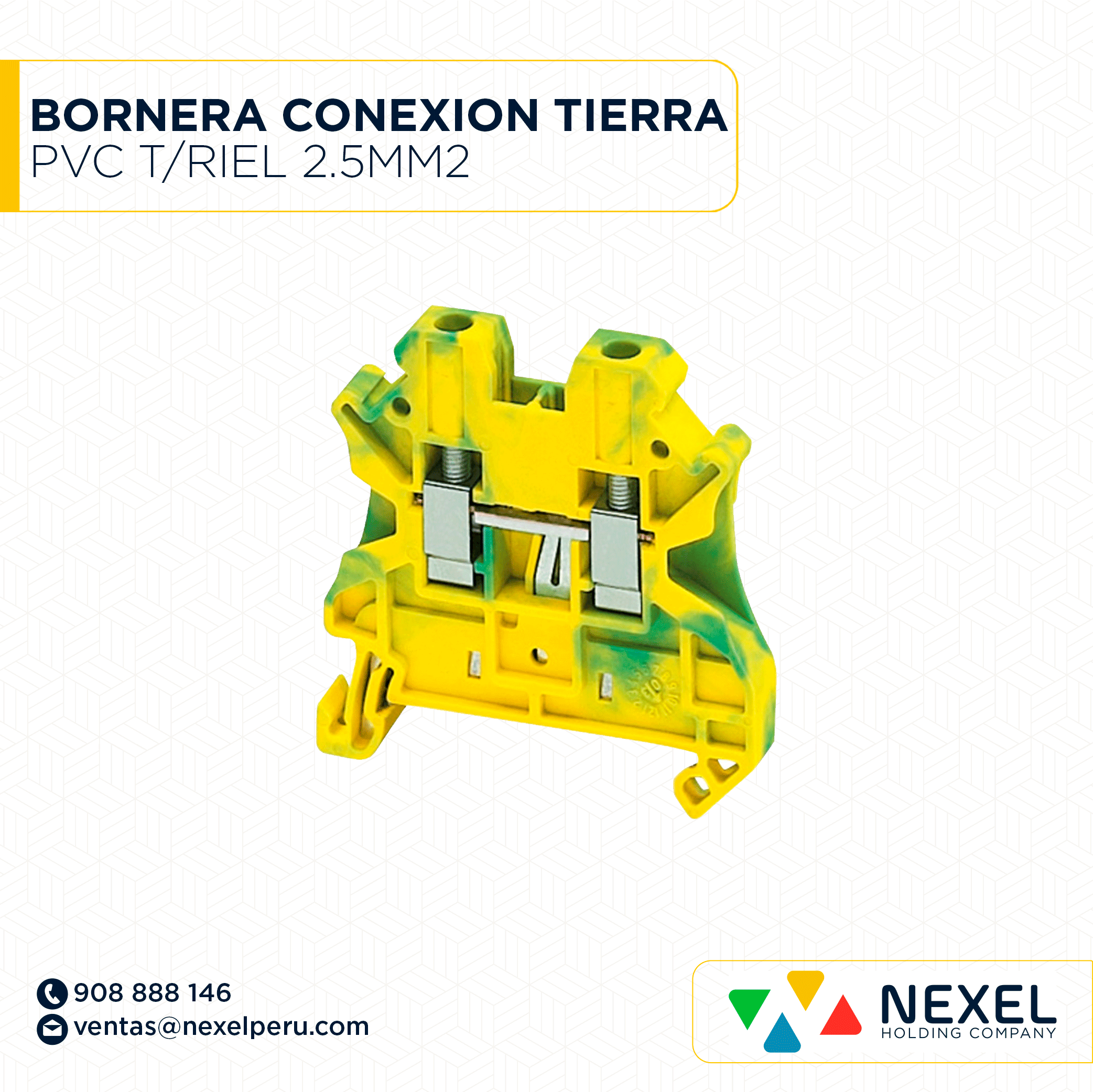 BORNERA DE CONEXION A TIERRA PVC T/RIEL 2.5MM2 STANDARD