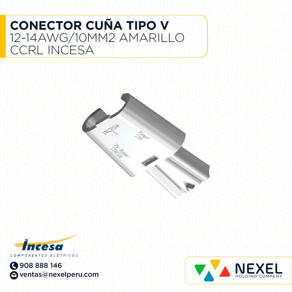 CONECTOR CUÑA TIPO V 12-14AWG/10MM2 AMARILLO COD: 93005-9 CCRL INCESA