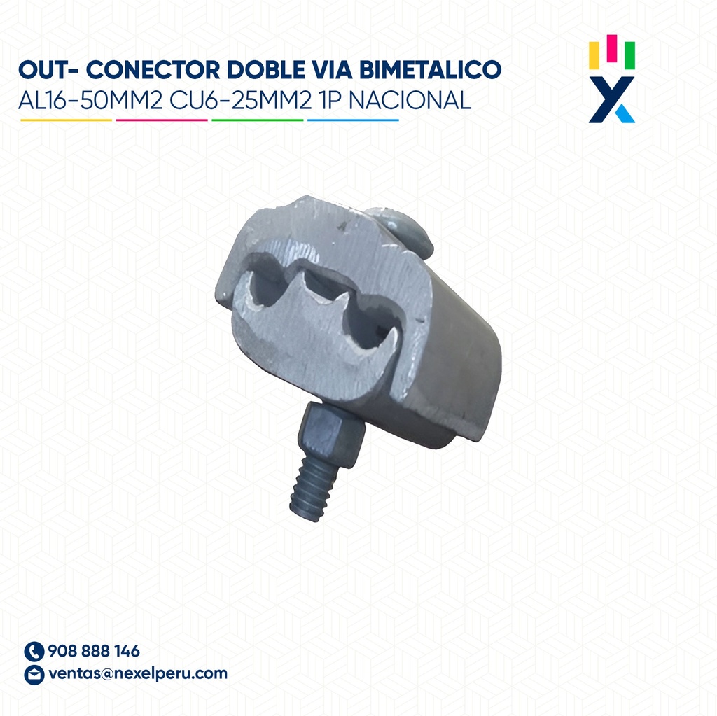 OUT- CONECTOR DOBLE VIA BIMETALICO AL16-50MM2 CU6-25MM2 1P NACIONAL