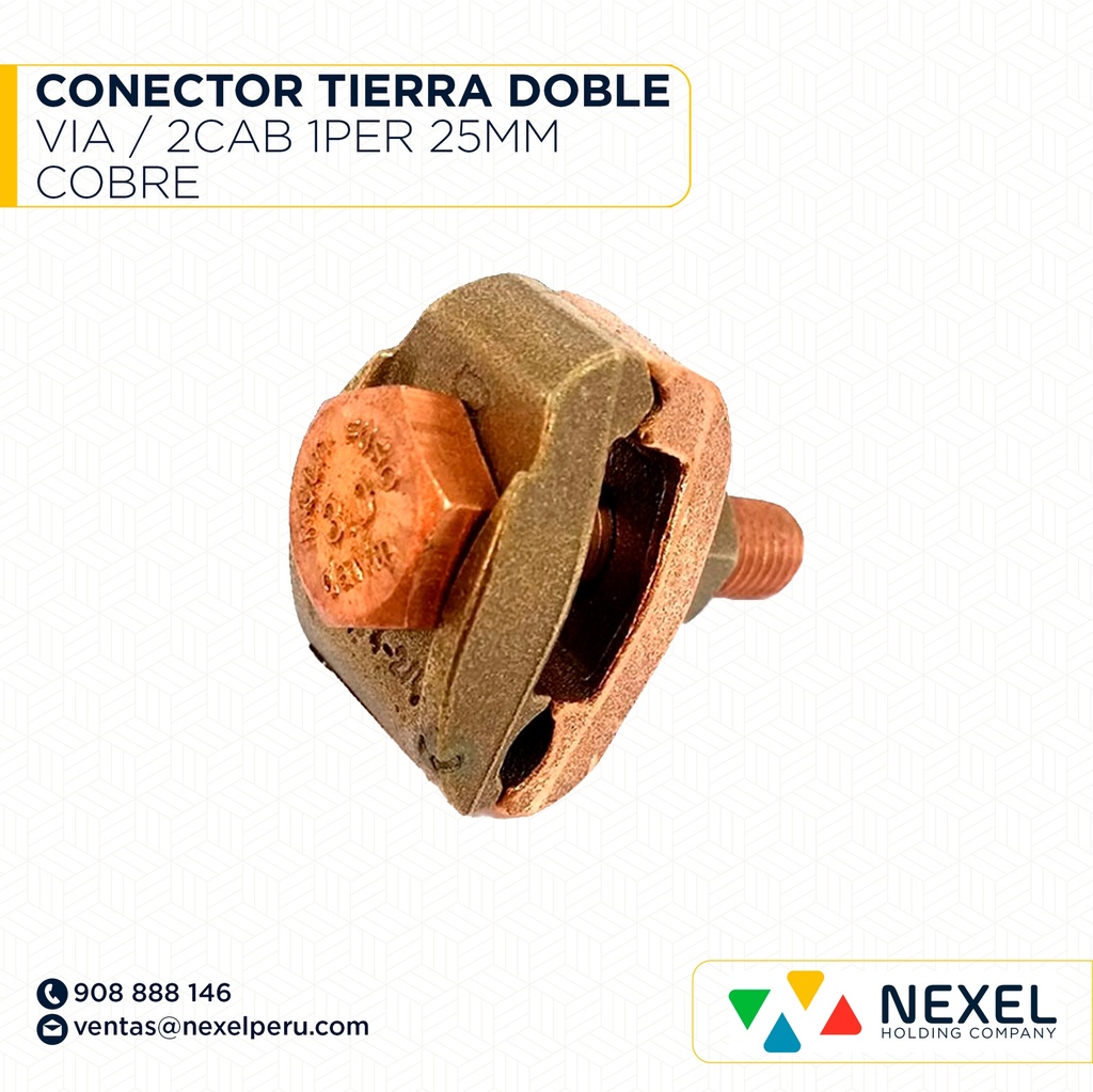CONECTOR TIERRA DOBLE VIA / 2CAB 1PER 25MM COBRE NACIONAL