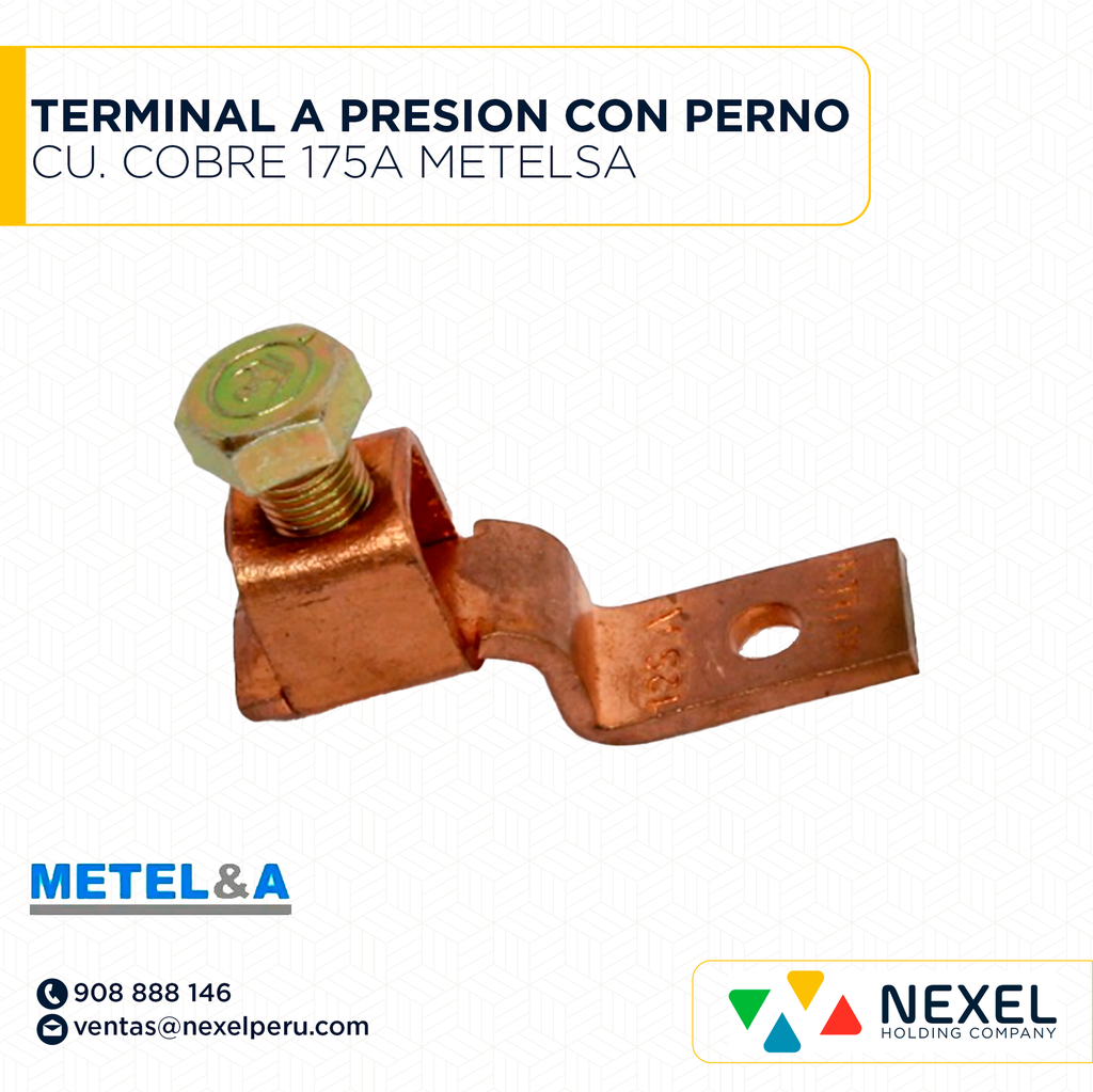 TERMINAL A PRESION CON PERNO CU. COBRE 175A METELSA