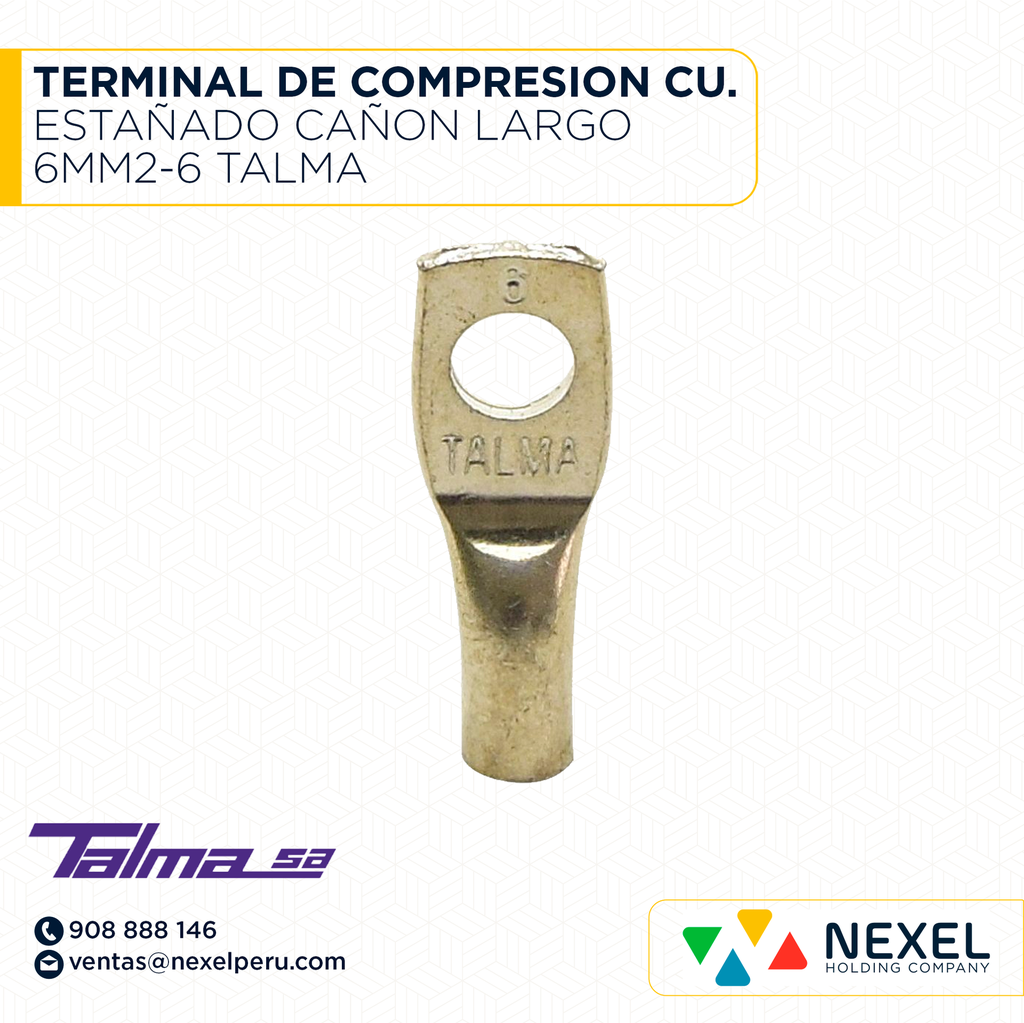 TERMINAL DE COMPRESION CU. ESTAÑADO CAÑON LARGO 6MM2-6 TALMA