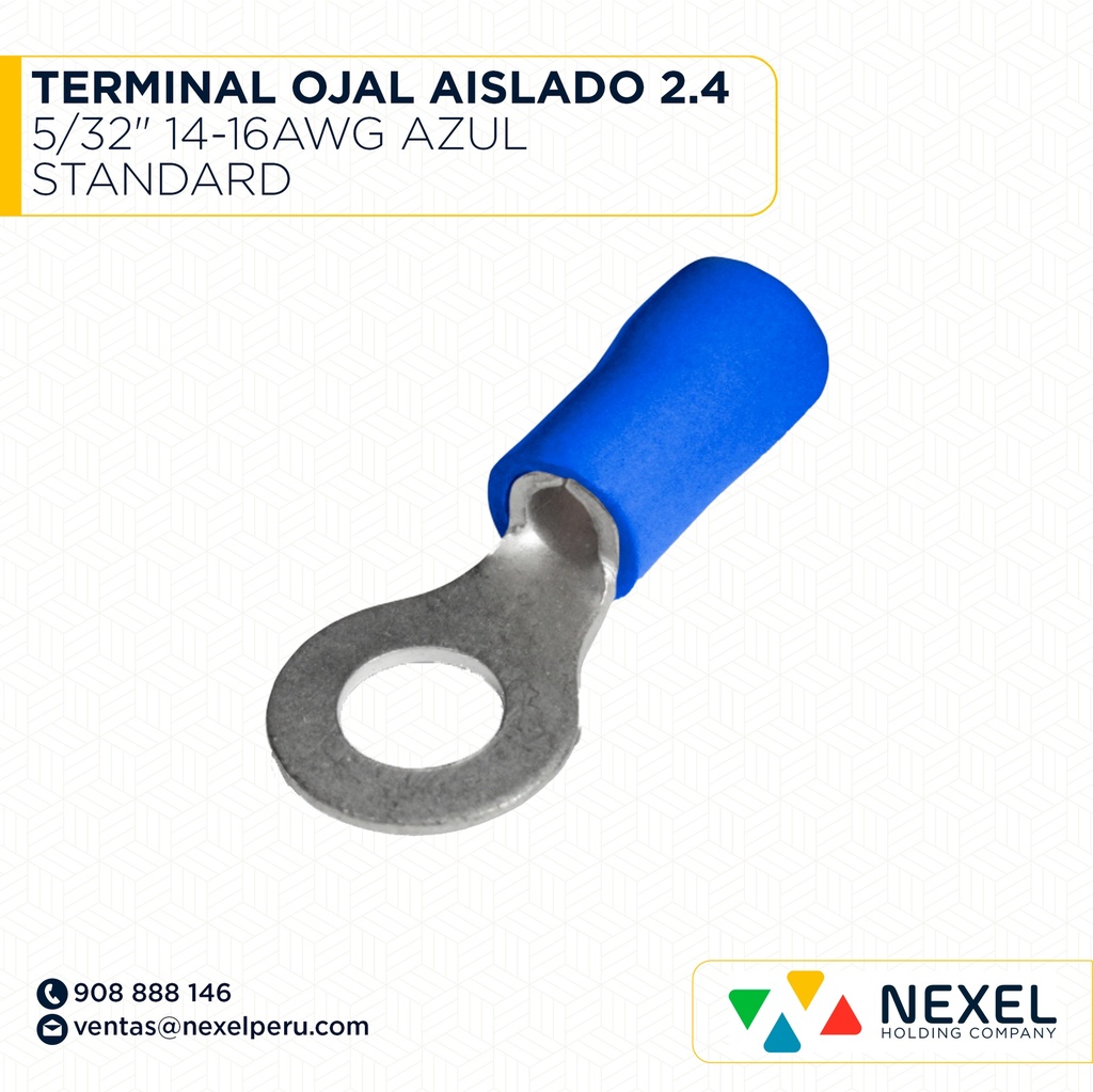 TERMINAL OJAL AISLADO 2.4 5/32" 14-16AWG AZUL STANDARD