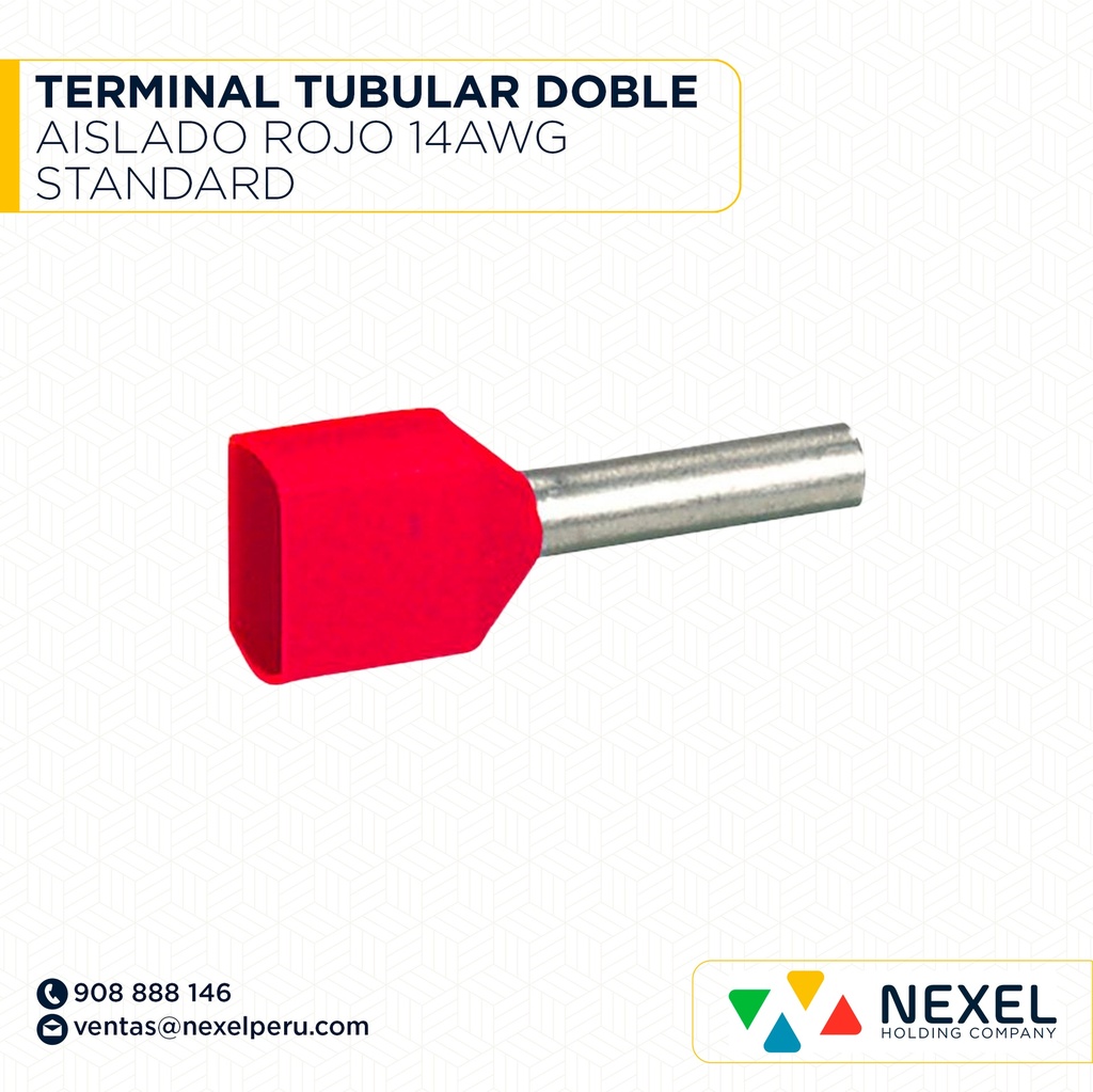 TERMINAL TUBULAR DOBLE AISLADO ROJO 14AWG STANDARD
